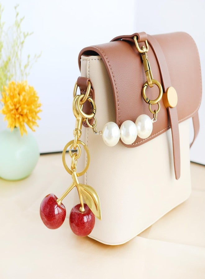 Blytheyes Cherry Keychain Cherry Bag Charm Keychain Accessories Gifts for Women Bag Charms Extender Chain for Handbags(Red Cherry-Golden) - Image 2